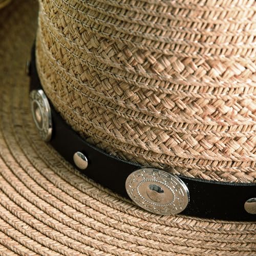 Lucky Brand Women's Straw Cowboy Hat | Rope Design | Western | Style | Fashion | Sun Protection | Breathable - color: Metal Concho - Tan