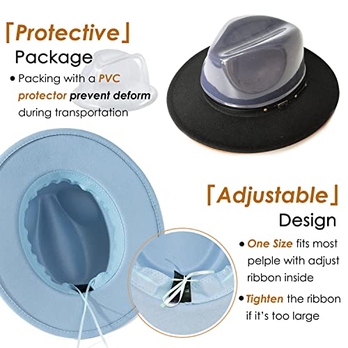 Lisianthus Women Belt Buckle Fedora Hat - color: Light Sky Blue