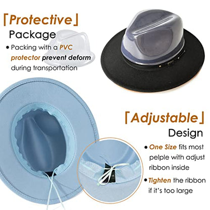 Lisianthus Women Belt Buckle Fedora Hat - color: Light Sky Blue