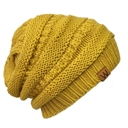 allydrew Winter Thick Knit Beanie Slouchy Beanie for Men & Women - color: Yellow
