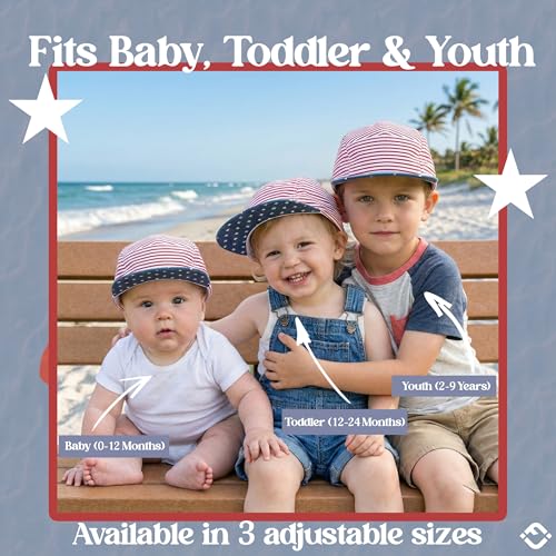 Funky Junque Kids 5 Panel Hat - Toddler Boys American Flag Baseball Cap, Patriotic Infant Baby Sun Hat for 4th of July - color: Usa Flag - Red/White/Blue, size: 2-9 Years