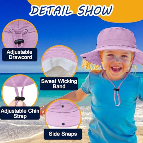 ZOORON Kids Sun Hat UPF 50+ Quick Dry Bucket Safari Hat for Girls and Boys - color: Purple