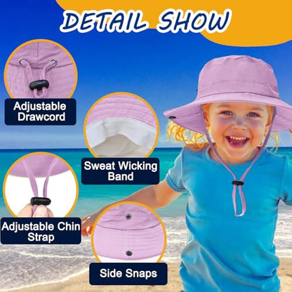 ZOORON Kids Sun Hat UPF 50+ Quick Dry Bucket Safari Hat for Girls and Boys - color: Purple