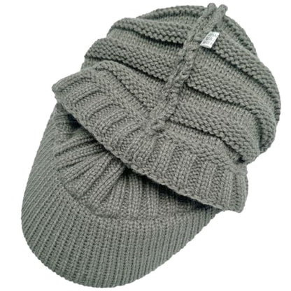 XYIYI Beanie Tail Winter Warm Knit Messy High Bun Ponytail Hats Visor Beanie Cap - color: A Grey