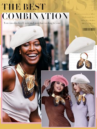 3 Pcs Beret Hats for Women - color: Cream White