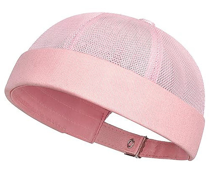 DIYDECAL Mens Mesh Brimless Cap,Summer Skullcap Docker Beanie Hat - color: Pink