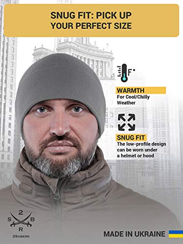 2SBR 2SABERS Warm Lightweight 170 Fleece Watch Cap - Men Women - Outdoor Skull Beanie Hat - color: Grey, size: X-Large