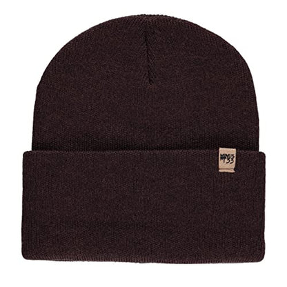 100% Merino Wool - Midweight Everyday Knit Cuff Beanie - Warm Winter Hat - color: Dark Brown