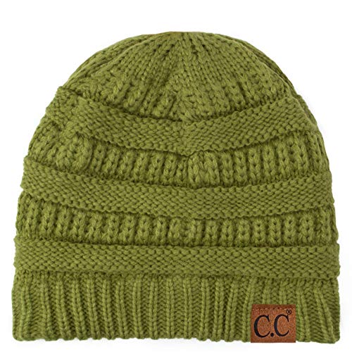 C.C Trendy Warm Chunky Soft Stretch Cable Knit Beanie Skully - color: Green