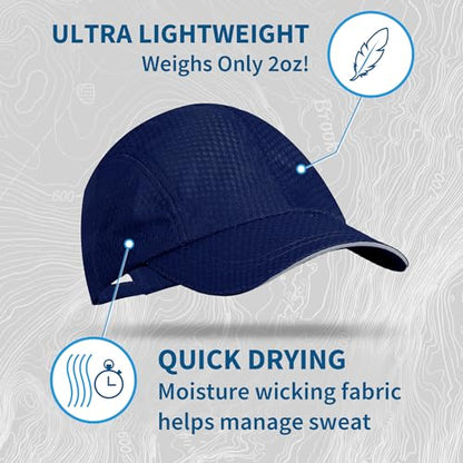 TrailHeads Men's Race Day Running Hat, Quick Dry, Moisture Wicking - color: Navy
