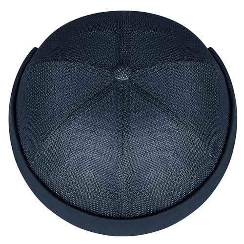Mens Mesh Brimless Cap with No Brim, Summer Docker Cap Beanie Hat Flip Sailor Skullcap Breathable - color: Navy Blue 2