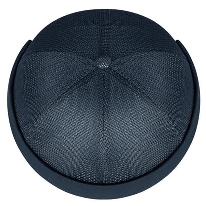Mens Mesh Brimless Cap with No Brim, Summer Docker Cap Beanie Hat Flip Sailor Skullcap Breathable - color: Navy Blue 2