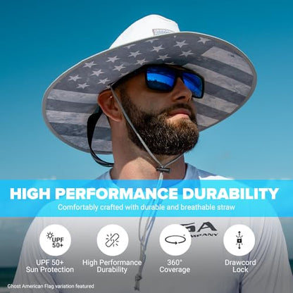 Soul of Adventure Keys Straw Hat for UV Sun Protection | UPF 50+ Sun Protection, Adjustable Drawstring - color: Blackout American Flag