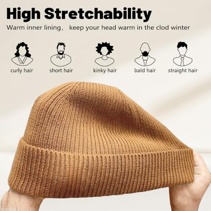 Unisex Winter Beanie for Men Women Soft Fleece Lined Warm Knit Hat - color: Yellow