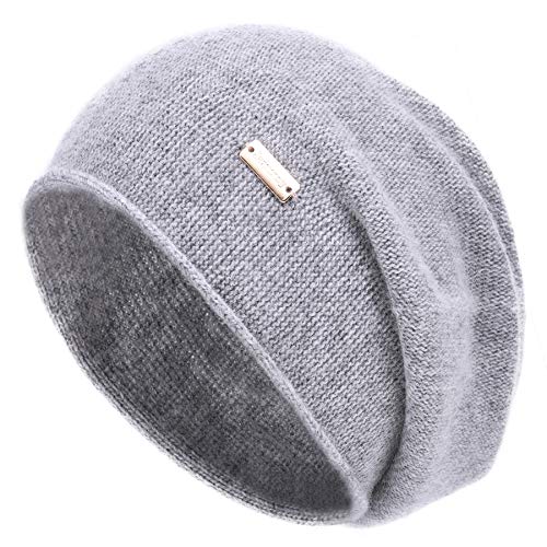 jaxmonoy Slouchy Knit Beanie Hat for Women Winter Soft Warm Ladies Laightweight Slouch Knitted Skull Beanies Cap - color: Light Grey