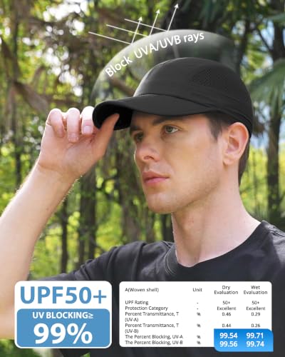 GADIEMKENSD Mens Folding Outdoor Hat Long Brim UPF 50+ Sun Protection - color: Folding Black