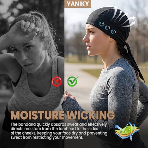 YANIKY Do rag Bandanas for Men, Breathable Skull Caps Dew Rags for Women - color: Black+white+grey