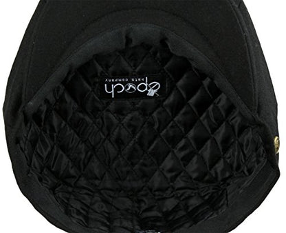 Men's Classic 8 Panel Wool Blend Newsboy Snap Brim Collection Hat - color: Black, size: X-Large
