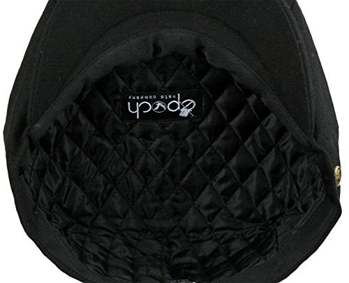 Men's Classic 8 Panel Wool Blend Newsboy Snap Brim Collection Hat - color: Black, size: Large