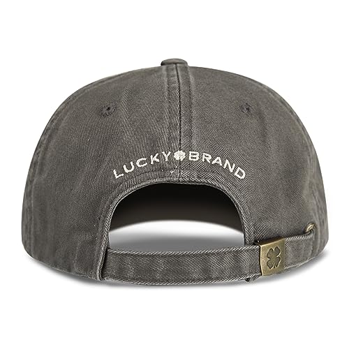 Lucky Brand Classic Cotton Adjustable | Dad Hat | Baseball Cap | Golf | Fishing | Low Profile | 5 Panel Design - color: Clover - Charcoal Grey