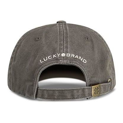 Lucky Brand Classic Cotton Adjustable | Dad Hat | Baseball Cap | Golf | Fishing | Low Profile | 5 Panel Design - color: Clover - Charcoal Grey