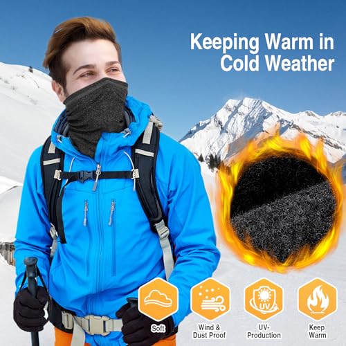 LUOLIIL VOE 2 Pack Winter Neck Gaiter Warmer for Men&Women,Windproof Face Cover Fleece Face Mask Scarf for Cold Weather Sport - color: Grey+grey