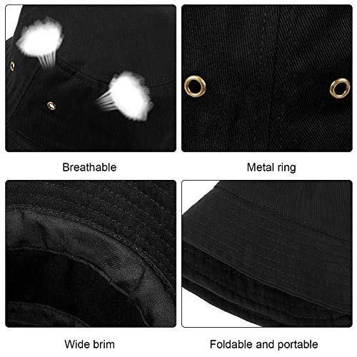 SATINIOR 4 Pcs Bucket Hat Summer Cotton - color: Black, White, Navy Blue, Army Green, size: Large