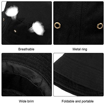 SATINIOR 4 Pcs Bucket Hat Summer Cotton - color: Black, White, Navy Blue, Army Green, size: Large