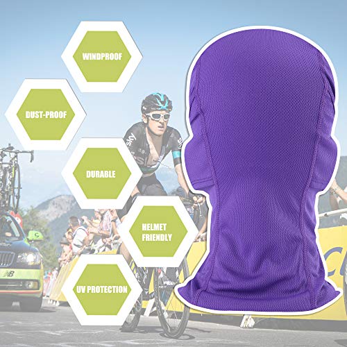 Balaclava Face Mask Adjustable Windproof UV Protection Hood - color: Purple