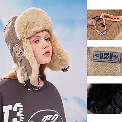 Croogo Trapper Hat Winter Hats for Men Trooper Russian Warm Hat with Ear Flaps Women Ushanka Fur Hat Windproof Ski Hat - color: Pl10-gray