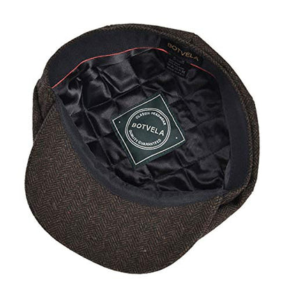 BOTVELA Men's 8 Panel Wool Blend Newsboy Flat Cap - color: Coffee, size: 7 1/8