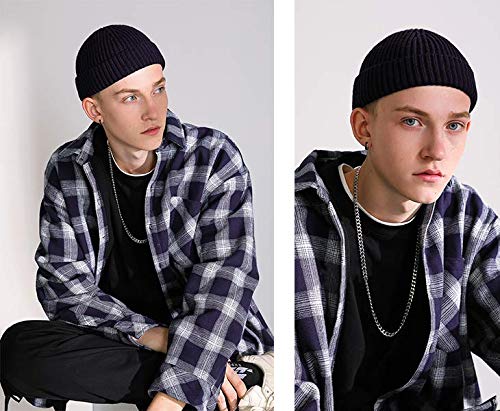 ROYBENS Wool Fisherman Beanies for Men Knit Short Watch Cap Winter Warm Hat - color: 2pcs Black+ Yellow