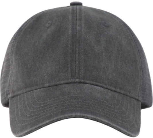 Vintage Washed Soft Crown Baseball Cap Plain Snapback Trucker Hat Men Women Adjustable Distressed Mesh-Back Ball Cap - color: Greycharcoal, size: One Size