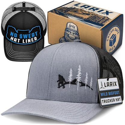 LARIX Trucker Hat Men - Snapback Cap with Breatheable Mesh Back, Hats for men, Mens Hat, Mens Trucker Hats - color: Heather Gray Black (Wb)