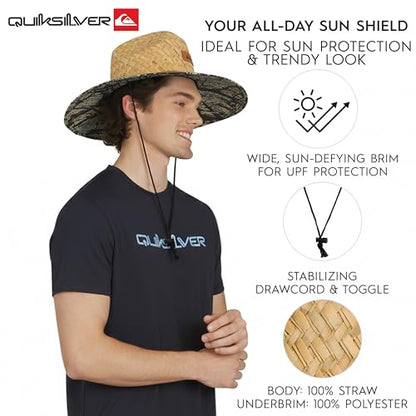 Quiksilver Men's Wide Brim Outdoor Lifeguard Straw Sun Hat - color: Army, size: Small-Medium