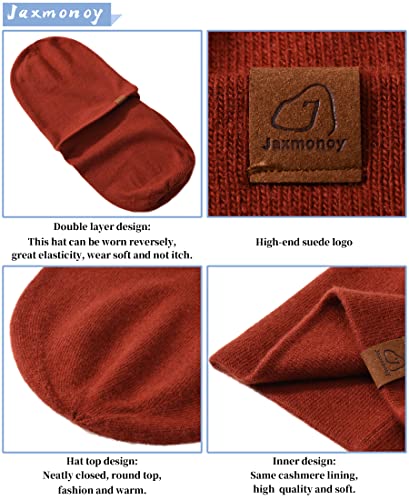 jaxmonoy Slouchy Knit Beanies Winter Hats for Women Men Soft Warm Reversible Slouch Cuffed Skull Knitted Beanie Cap - color: Rust Red