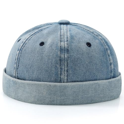 Brimless Hat for Men Women Docker Cap Vintage Sailor Beanie Cap - color: Blue