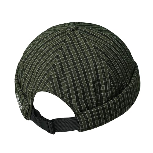 Croogo Checked Brimless Hat Lightweight Quick Dry Docker Cap for Men - color: Green