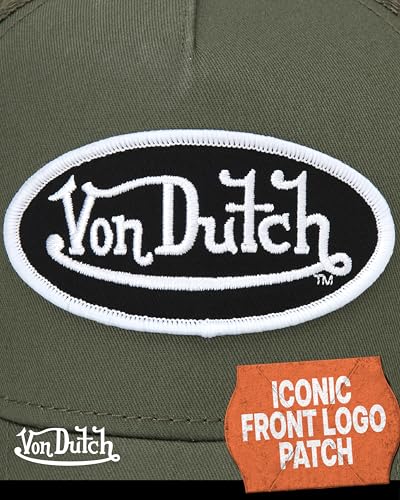 Von Dutch Unisex Trucker Hat - Retro Classic Solid Color Mesh Back Snapback Baseball Cap for Men & Women. - color: Sequoia