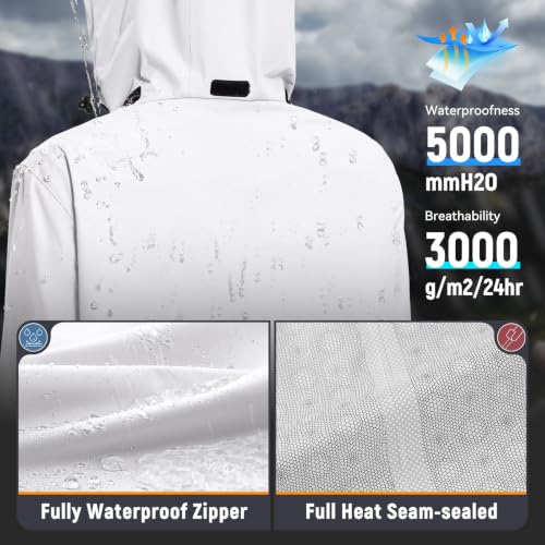 baleaf Women's Long Rain Coat Lightweight Packable Jacket with Hood - color: White, size: XX-Large