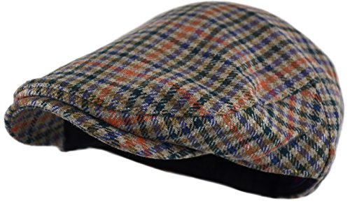 Wonderful Fashion Men's Classic Herringbone Tweed Wool Blend Newsboy Ivy Hat (Large/X-Large, Charcoal) - color: Houndstooth Brown, size: Large-X-Large