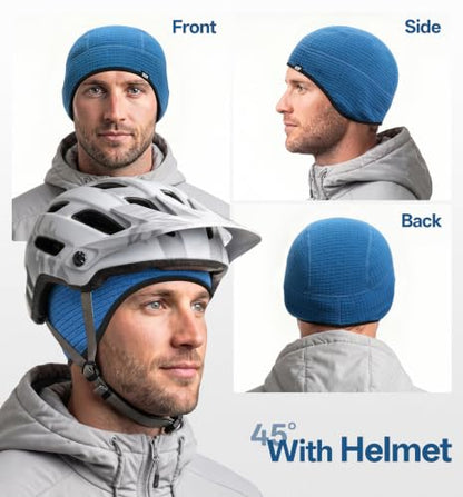 SUNMECI Winter Grid Fleece Skull Cap Thermal Helmet Liner for Men Women - color: Navy
