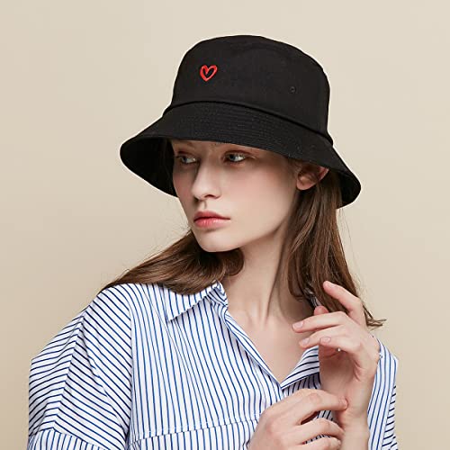 Unisex Bucket Hat Summer UPF 50+ Sun Protection Outdoor Beach Fishing Travel Hiking Hat - color: Heart