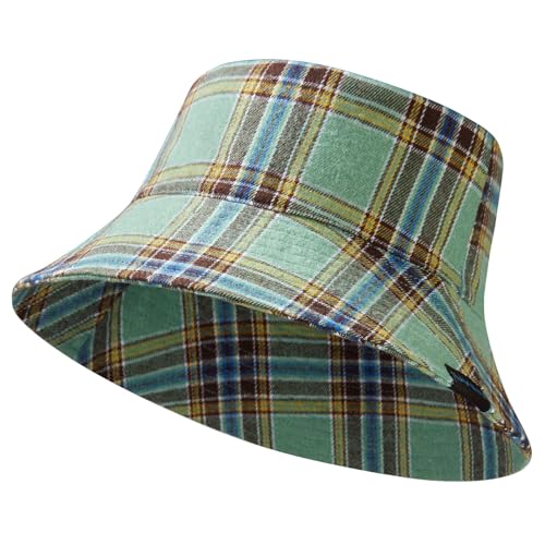 UPF 50+ Reversible Sun Hat - color: Green Plaid, size: Large
