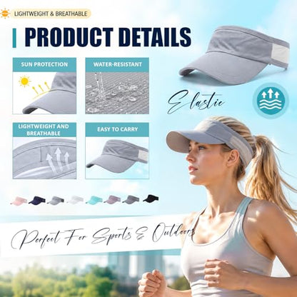 Cuffbow 8 Pcs Sports Sun Visor Hats for Women Men Cooling Stretchy Sun Visor Breathable Lightweight for Running Golf Outdoor