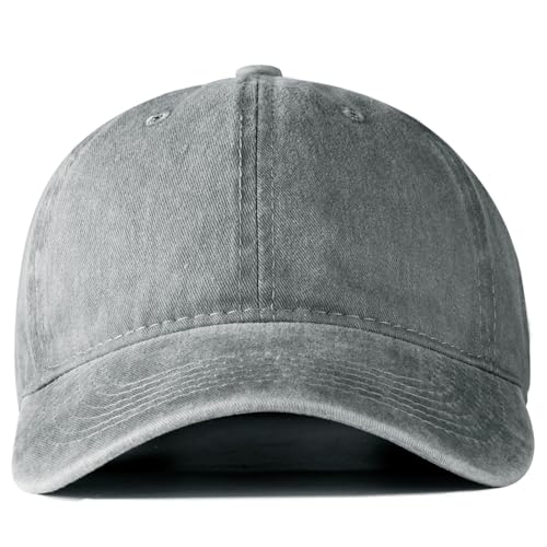 Edoneery Baseball Cap for Men and Women, Low Profile Washed Cotton Dad Hat - color: Grey