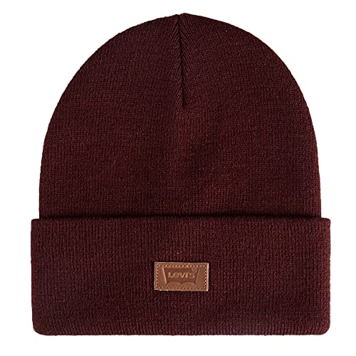 Levi's Mens All-Season Hero Beanie Soft Knit Cuffed Winter Hat, Warm & Comfortable Everyday Style - color: Burgundy