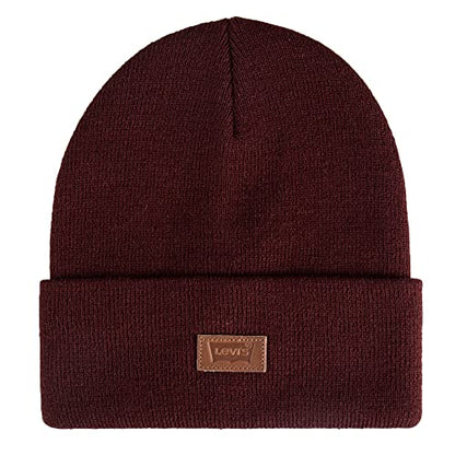 Levi's Mens All-Season Hero Beanie Soft Knit Cuffed Winter Hat, Warm & Comfortable Everyday Style - color: Burgundy
