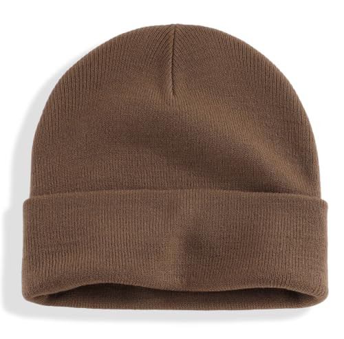 Connectyle Men's Cuffed Beanie Hat Double Layer Knit Winter Watch Cap - color: Light Coffee