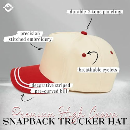 Funky Junque Women's 2 Tone Trucker Hats - color: Red/Beige